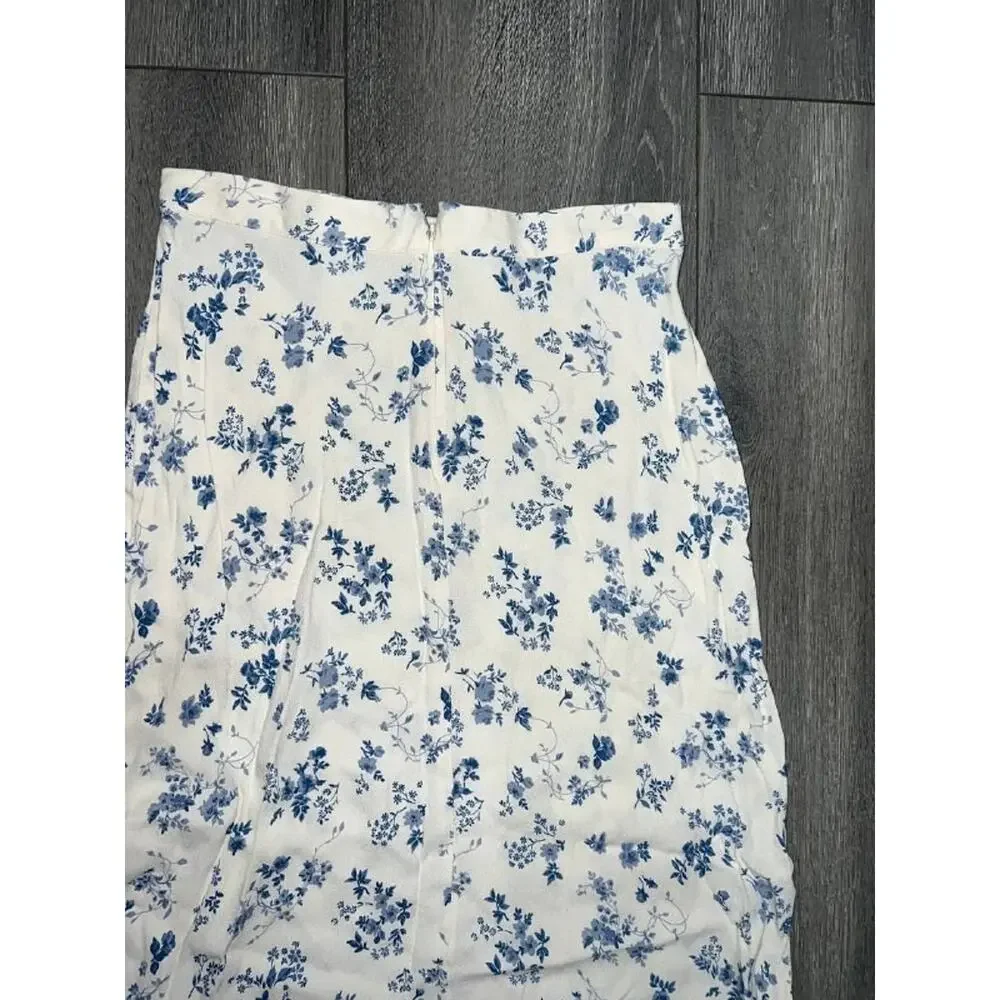 REFORMATION floral circle skirt midi linen preppy White Sz 2 A007095